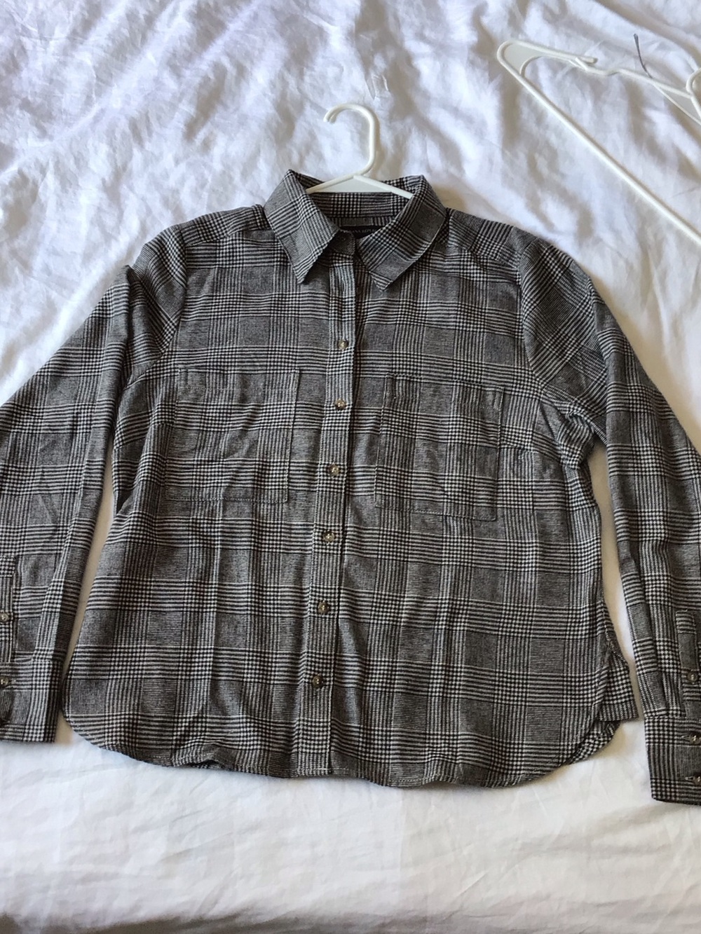 Banana Republic Black and Gray Glen Plaid Button-Down Shirt